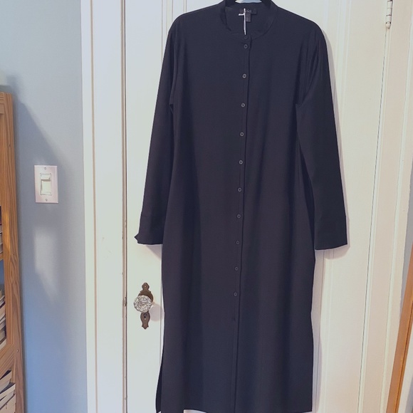 COS Blue and Black Buttoned Maxi Dress with Mandarin Collar - Picture 1 of 7